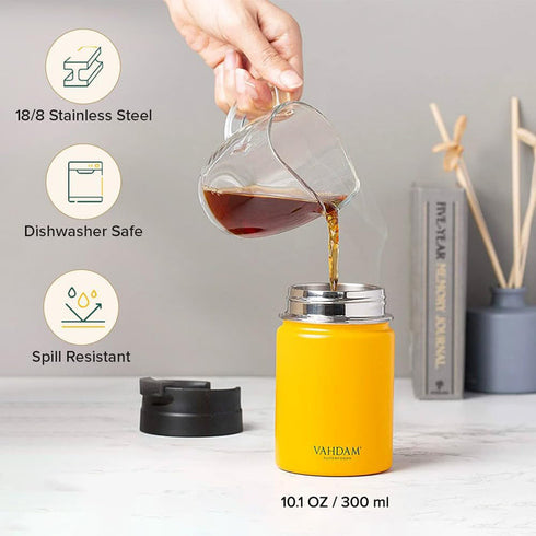 Vahdam Tea Vitality Flip Bottle Insulated Yellow
